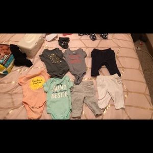 3 ruffle butt legging 0-3 and 4 bodysuits 0-3